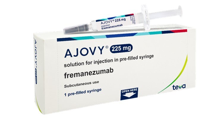艾久維 Ajovy 225mg 的外盒與預充式針筒